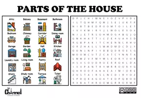 Vorschau - Arbeitsblätter - PARTS OF THE HOUSE – Word Search (20 Words) - Seite 1