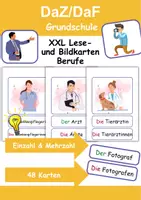 Vorschau - Arbeitsblätter - XXL Lesekarten/Bildkarten Berufe Einzahl und Mehrzahl - DaZ/DaF, Deutsch (Grundschule) - Deckblatt