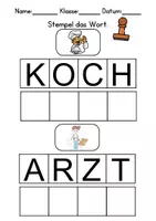 Vorschau - Arbeitsblätter - Berufe Wörter stempeln - DaZ/DaF, Deutsch (Grundschule) - Seite 1