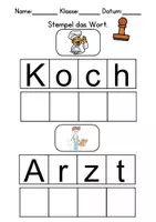 Vorschau - Arbeitsblätter - Berufe Wörter stempeln - DaZ/DaF, Deutsch (Grundschule) - Seite 2