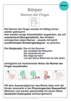 Vorschau - Arbeitsblätter - "Deutsch mit Spaß": Körper, Namen der Finger üben - Seite 1