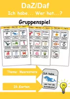 Vorschau - Arbeitsblätter - Ich habe, wer hat? (Tiere im Wasser) 1. Klasse Deutsch, DaZ/DaF - Wortschatz Förderung, Hörverstehen, Leseverstehen - Gruppenspiel - Deckblatt
