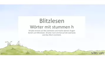 Vorschau - Interaktives Material - Blitzlesen: Wörter mit stummen h / Dehnungs-h. Powerpoint-Datei - Deckblatt