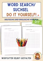 Vorschau - Arbeitsblätter - Suchsel / Word Search selbst gestalten - Vorlage / Game - Deckblatt