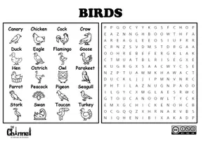 Aperçu - Feuilles d'exercices - BIRDS – Word Search Puzzle (20 Words) - Page 2