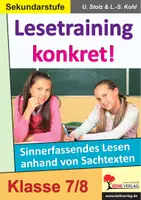 Vorschau - Arbeitsblätter - Lesetraining konkret! Klasse 7-8 | Sachtexte, Textverständnis, Lesekompetenz, Textarten, Zeitungsbericht, Vertrag | Deutsch Sekundarstufe mit Lösungen - Deckblatt
