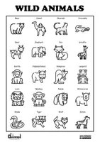 Aperçu - Affichage - WILD ANIMALS – Visual Dictionary (20 Words) - Page 1