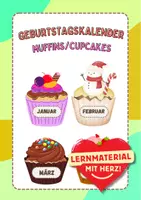 Vorschau - Arbeitsblätter - Geburtstagskalender Muffins Cupcakes mit Kerzen basteln - Deckblatt
