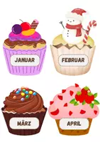 Vorschau - Arbeitsblätter - Geburtstagskalender Muffins Cupcakes mit Kerzen basteln - Seite 2