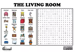 Vista previa - Hojas de trabajo - THE LIVING ROOM – Word Search (20 Words) - página 1