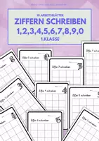 Vorschau - Arbeitsblätter - 10 Arbeitsblätter: Ziffern schreiben (1.Klasse) von 0-9 - Deckblatt