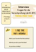 Vorschau - Aufgabenkarten - Interviewfragen für die Sprechprüfung (ab Kl. 8/9, free-time) - Deckblatt