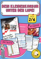 Vorschau - Arbeitsblätter - Dein Kleiderkonsum unter der Lupe! (Bilanz: Kleidungsstücke im Schrank, Reflexion über eigenes Shoppingverhalten, Zusammenhang: Bedürfnis – Bedarf – Nachfrage, warum haben wir so viel Kleidung?) - Deckblatt