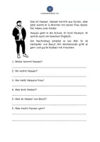Vorschau - Arbeitsblätter - W-Fragen: Leseverstehen Hassan (DaZ/DaF) - besonders geeignet für Erwachsene (A1) - Deckblatt
