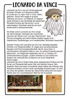 Vorschau - Arbeitsblätter - Leonardo Da Vinci - Steckbrief & Weitermalbilder für den Kunstunterricht - Seite 1