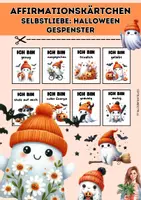 Vorschau - Mal- und Bastelvorlagen - Affirmationskarten mit Halloween Gespenster + Sprüche - Deckblatt