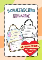 Vorschau - Mal- und Bastelvorlagen - Girlande Schultaschen Schulanfang Einhorn Schulranzen Steckbrief ausmalen - Deckblatt
