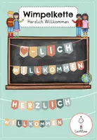 Vorschau - Bildkarten - Wimpelkette Herzlich Willkommen | Einschulung, 1. Klasse - Deckblatt