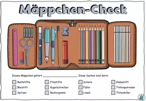 Vorschau - Arbeitsblätter - Mäppchen-Check - Meine Schulsachen - DaZ / DaF / Deutsch - Seite 1
