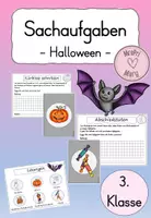Vorschau - Arbeitsblätter - Sachaufgaben Halloween Klasse 3 - Deckblatt