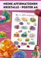 Vorschau - Mal- und Bastelvorlagen - Affirmationen Poster A4 mit positiven Sprüchen und Kristallen - Deckblatt