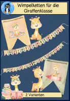 Vorschau - Poster - Wimpelkette Giraffenklasse – Klassentier Giraffe – Herzlich Willkommen Deko zum Schulstart & Einschulung 🦒 - Deckblatt