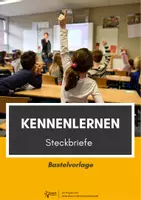 Vorschau - Mal- und Bastelvorlagen - Bastelvorlage: Kennenlernen Steckbriefe (Klassenraumgestaltung) - Deckblatt