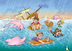 Vorschau - Bildkarten - Affe und Delfin, Kamishibai/Erzähltheater/Fabel/Tafelbilder - Seite 3