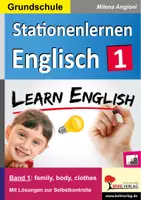 Vorschau - Arbeitsblätter - Stationenlernen Englisch Grundschule Band 1 | Englisch Grundschule Klasse 3–4 | family, body, clothes, colours, numbers, Differenzierung, Aufgabenkarten, Freiarbeit, Lösungen - Deckblatt