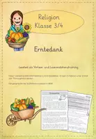 Vorschau - Arbeitsblätter - Leseübungen zum sinnentnehmenden Lesen: Erntedank - Deckblatt
