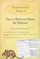 Vorschau - Arbeitsblätter - Leseübungen zum sinnentnehmenden Lesen: Die Feldmaus - Deckblatt