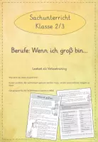Vorschau - Arbeitsblätter - Leseübungen zum sinnentnehmenden Lesen: Wenn ich groß bin - Deckblatt