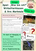 Vorschau - Arbeitsblätter - Spiel: Was bin ich? - Wirbeltierklassen & ihre Merkmale - Deckblatt