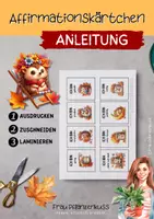 Vorschau - Mal- und Bastelvorlagen - Affirmationskarten mit postiven Sprüchen und putzigen Igeln im Herbst - Seite 1
