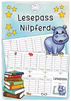 Vorschau - Arbeitsblätter - Lesepass Nilpferd | Klassentiere - Deckblatt