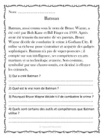 Aperçu - Feuilles d'exercices - Compréhension de lecture - Origines des super-héros (10 textes) - Page 1