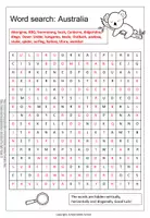Vorschau - Arbeitsblätter - Word Search Australia - Australia Suchsel - Wörtersuche Australien - Seite 2