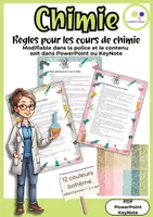Aperçu - Feuilles d'exercices - Règles cours de chimie éditables PowerPoint KeyNote - Page de couverture