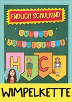 Vorschau - Mal- und Bastelvorlagen - Endlich Schulkind Wimpelkette - Deckblatt