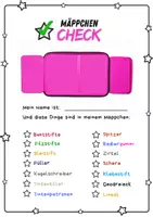 Vorschau - Arbeitsblätter - Mäppchen Check meine Schulsachen Schulstart, Federmäppchen Checkliste Etui Federmappen - Seite 1