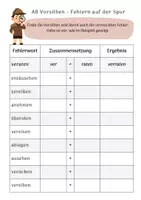 Vorschau - Arbeitsblätter - AB Vorsilben - Fehlern auf der Spur - Seite 1