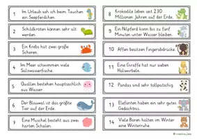 Vorschau - Aufgabenkarten - Freiarbeitskartei - Satzglieder - Tiere - Seite 2
