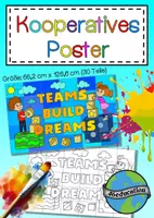 Vorschau - Mal- und Bastelvorlagen - Teams build dreams - Kooperatives Poster / Gemeinschaftsbild - Deckblatt