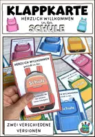 Vorschau - Mal- und Bastelvorlagen - Klappkarte "Willkommen (zurück) in der Schule" Schulanfang - Deckblatt