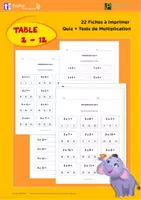 Aperçu - Feuilles d'exercices - 22 Fiches Multiplication PDF - Tests et Quiz - Page de couverture