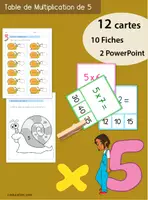 Aperçu - Feuilles d'exercices - Apprendre la Table de 5 - Cartes, Fiches et PowerPoints - Page de couverture