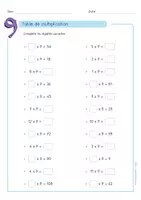 Aperçu - Feuilles d'exercices - Apprendre la Table de 9 - Cartes, Fiches et PowerPoints - Page 1