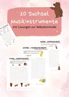 Vorschau - Arbeitsblätter - 10 Suchsel Musikinstrumente - mit Lösungen - Deckblatt