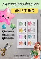 Vorschau - Mal- und Bastelvorlagen - Glückssterne Affirmationskarten mit positiven Sprüchen - Seite 1
