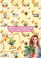 Vorschau - Mal- und Bastelvorlagen - Englische Mutmachkarten mit positiven Sprüchen + Bienen - Seite 1